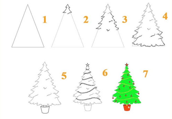 простой способ нарисовать елку на Новый Год 2021